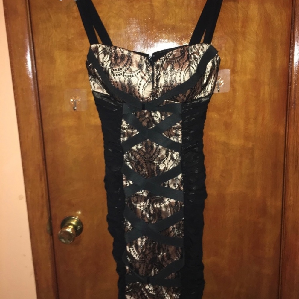 Jovani Nude& Black cocktail dress .